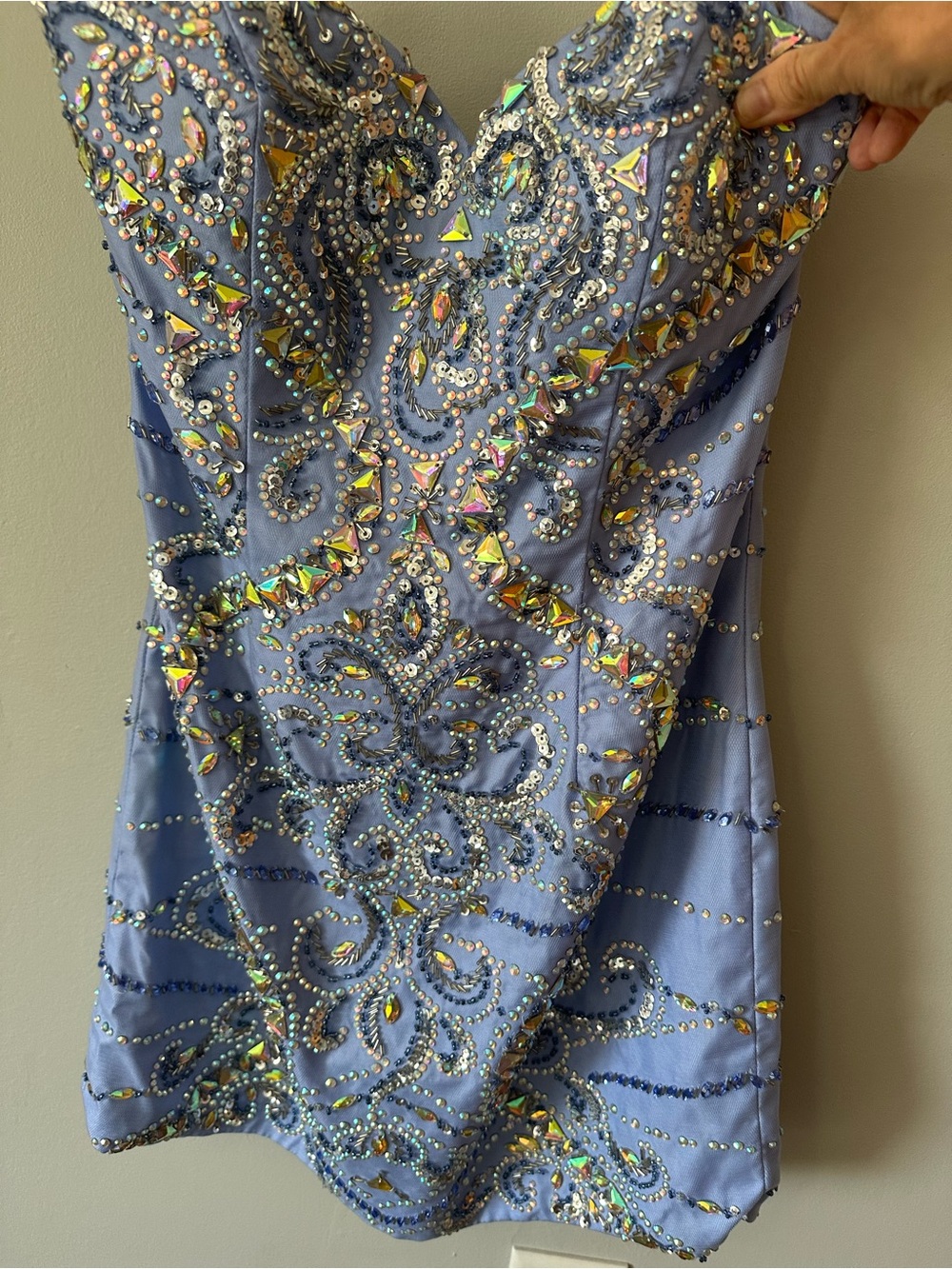 Blush Blue Beaded Corset Mini Dress
